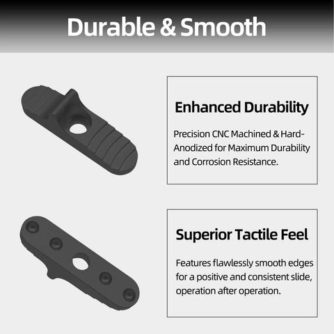 Enhanced Slide Safety Kit For Mossberg 500 590 835 930 935 Shockwave Shotguns, showing durable CNC machined aluminum components.