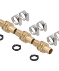 3/4 Inch Garden Hose Repair Connector Set, Brass Fittings For 3/4 Or 5/8 Inch Hoses, Includes Washers and Clamps