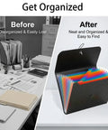Expanding File Folder 13 Pocket Accordion Organizer For A4 And Letter Size with colorful labels for easy document organization