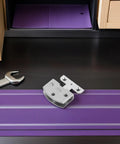 Beefy Heavy Duty Stainless Steel Glass Door Hinge For 8-9mm Glass Doors And Cabinets, Wear Resistant Pivot Hinge With High Load-Bearing Capacity For Commercial Use And Easy Quick Install Cabinet And Glass Door Hardware on purple glass panel