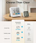 Front view of WiFi Thermometer Hygrometer 5-In-1 Temperature And Humidity Monitor With Weather Station Remote Sensor on table