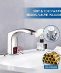 Sensor Automatic Touchless Bathroom Sink Faucet With Hot And Cold Mixer, Hands Free Water Flow, Brushed Nickel Finish, Installed