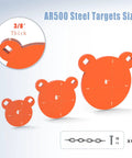 Three Eighths Inch AR500 Steel Target Set For Shooting Range Practice With 4, 6 And 8 Inch Gong Targets And Stand, Laser Cut Burr Free Plates