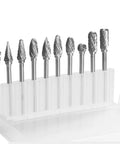 Rotary Burr Set 10 Piece Tungsten Carbide Double Cut Bits For Woodworking Engraving And Carving Grinder Tool Heads Pro Grade Build