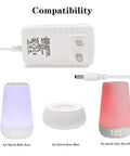 5V Power Cord Replacement For Rest Series Sound Machine Charger For Rest, Rest Plus, And Rest Mini, No Fuss AC Wall Adapter With Barrel Plug, Replacement Part Model LACW027 and compatible sound machines displayed