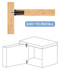 Plastic Spring Loaded Cabinet Pins Kit 50 Pack With Iron Core No Fuss Quick Install Tension Pins shown in cabinet door diagram