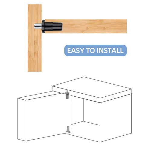 Plastic Spring Loaded Cabinet Pins Kit 50 Pack With Iron Core No Fuss Quick Install Tension Pins shown in cabinet door diagram