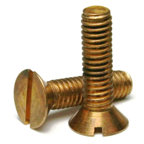 Slotted Flat Head Silicon Bronze Machine Screws 5/16-18 X 4 Inch Pack Of 25, Corrosion Resistant Alloy 651, Flush Countersunk Head
