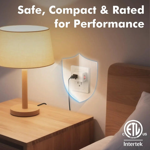 Three Pack Grounded Outlet Switches With On Off Inline Power Switches For Lamps And Small Appliances, ETL Listed