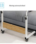 Grab And Go Adjustable Laptop Desk With Smooth Casters Dead Simple Height Tweaks For Living Room Hustle Setup Or Bedside Chill Spot In Modern Matte Black Finish detailed view of movable wheels on a laptop desk.