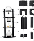 Kickstart Your Morning Routine With This Hella Smooth Cold Brew Coffee Tower Featuring A Slow Drip Ice Coffee Brewer With Adjustable Flow Control And Spacious Glass Container Pouring Five To Eight Cups Of Top Tier Chilled Java For Daily Office Use, showing parts of the black wooden stand and glass components.