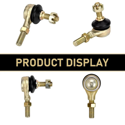2 Pack M10xM10 ATV Tie Rod Ends Kit With Beefy Heavy-Duty Left And Right Hand Threads, Swing Arm Ball Joint Replacement, Gold