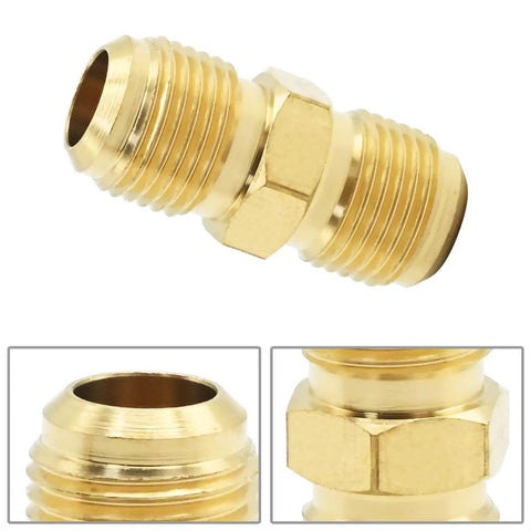 Copper Tubing Extension Joint Connectors One Half Inch Male Flare Brass Fittings For Lengthening And Connecting Copper Pipes Two Pack High Quality Pure Copper For Gas Refrigeration And Instrumentation Hydraulic Systems, brass connector