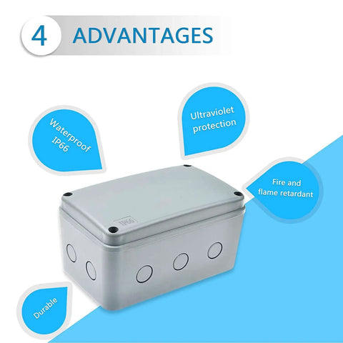 All Weather IP66 Waterproof Junction Box Built Heavy Duty From Durable ABS Plastic Outdoor Wiring Enclosure In Grey For Tough Weather Fits 20mm Cable Gland Weatherproof DIY Electrical Project Box 100 Pack, grey ABS box