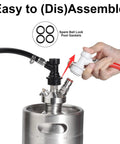 Two Pairs Ball Lock Quick Disconnect Set With 5/16 Gas And 1/4 Liquid Barbs, MFL Swivel Nuts For Easy Hose Changes, Ideal Upgrade For Cornelius Kegging And Homebrew Keg Systems, ball lock keg post gaskets and disconnects on keg