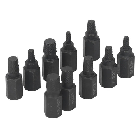 Ultimate 10Pc Broken Screw Extractor Set For Damaged Fasteners With Wide Size Coverage To Remove Worn Stuck Bolts Nuts And Screws Fast Saving Time And hassle On Any Home Repair Project black steel extractors