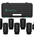 Crank Bolt Socket Set For Deep Six Point Harmonic Balancer Sockets Seven Piece 17 19 21 22 24 27 mm with case and adapter