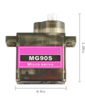 Two Pack MG90S 9g Metal Gear Micro Servo with dimensions visible, labeled MG90S Micro Servo, suitable for RC models.