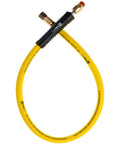 Top Shelf Heavy Duty Air Compressor Hose 30 Feet Long 1/4 Inch Diameter 300 Psi Max with yellow rubber material and brass fittings.