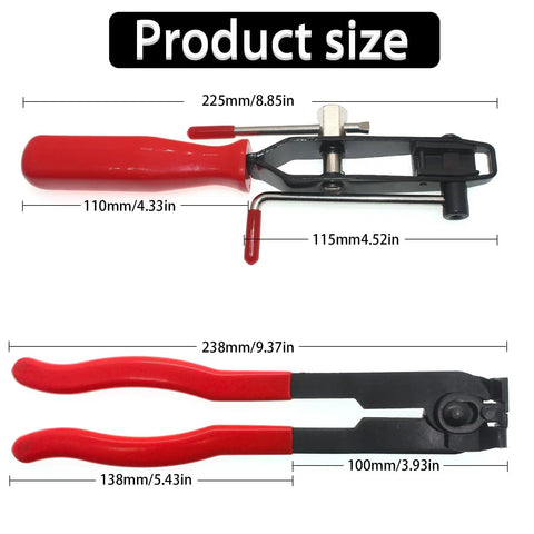 Universal 22-Piece CV Joint Boot Clamp Pliers Kit For Cars, ATVs, And UTVs, Includes Clamp Tool For Installing CV Boots, Fuel Filters, Water Pumps, Cooling System Hoses, And More Maintenance Essentials. 225mm pliers and 238mm crimp tool, red handles, steel