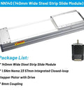 Heavy Duty Beefed Up 140mm Wide Linear Guide Platform With 180kg Load For CNC Machines, SFU2005/2010 XYZ Axis, 4 EGH20CA Carriages, Fully Enclosed Ball Screw Rail, 800mm Version, Bracket Included with NEMA 23 motor
