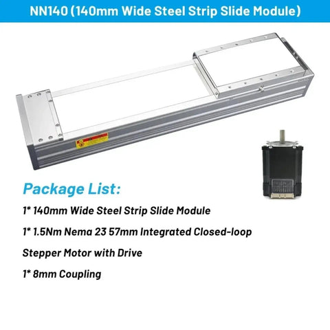 Heavy Duty Beefed Up 140mm Wide Linear Guide Platform With 180kg Load For CNC Machines, SFU2005/2010 XYZ Axis, 4 EGH20CA Carriages, Fully Enclosed Ball Screw Rail, 800mm Version, Bracket Included with NEMA 23 motor