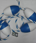 Premium Chrome Brass Pool Safety Rope Hooks With Set Screws For 3/4 Inch Divider Line and Float Kit with 4 blue and white floats