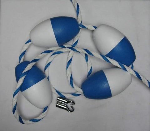 Premium Chrome Brass Pool Safety Rope Hooks With Set Screws For 3/4 Inch Divider Line and Float Kit with 4 blue and white floats