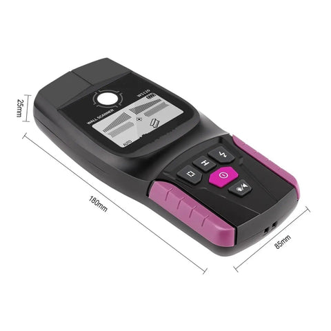 Heavy Duty Handheld Wall Scanner And Digital Stud Finder Badass Accuracy Metal Wood Pipe Cable Wire Locator With Crisp Lcd Display, close-up front view.