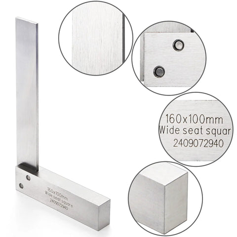 Suwimut 4-piece machinist square set: 2/3/4/6 in, hardened steel L-shaped right-angle rulers for woodworking