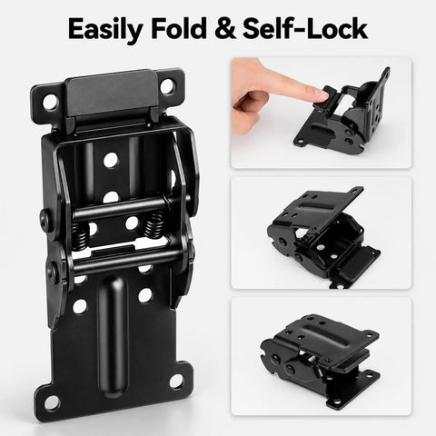 8 Pack Locking Hinge For Beefy Heavy Duty Folding Table Brackets With Screws, rustproof, showing folding mechanism and design