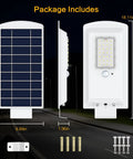 Image of components for 2 Pack Solar Street Lights Outdoor 10000 Lumens Dusk To Dawn LED Solar Lights With Motion Sensor IP65 Waterproof.