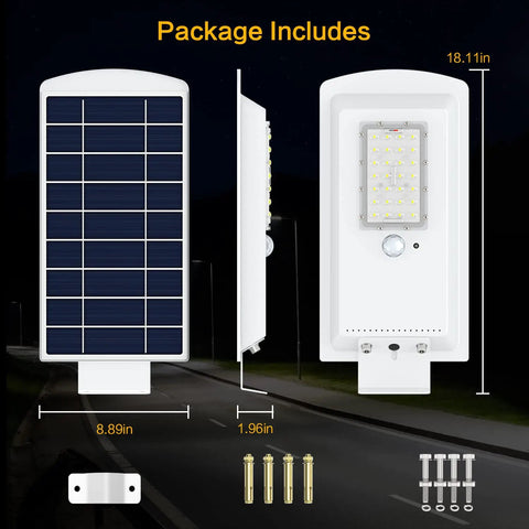Image of components for 2 Pack Solar Street Lights Outdoor 10000 Lumens Dusk To Dawn LED Solar Lights With Motion Sensor IP65 Waterproof.