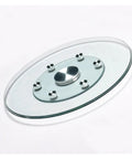Sturdy Double Layer Tempered Glass Lazy Susan Dining Table Top Turntable with aluminum bearings for smooth rotation, side view.