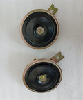 Heavy Duty 24 Volt Forklift Horn Loudspeaker Set With Blasting 110db Output, two round black speakers, industrial sound components.
