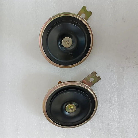 Heavy Duty 24 Volt Forklift Horn Loudspeaker Set With Blasting 110db Output, two round black speakers, industrial sound components.