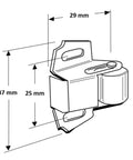 Diagram of 5 Pack Spring Loaded Roller Wheel Cabinet And Closet Door Catch Latch Holders With Zinc Finish dimensions