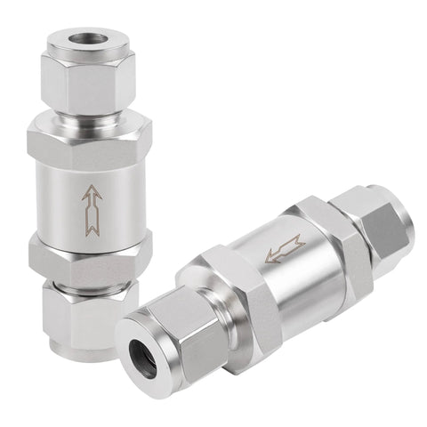 Yoebor detachable compression check valve, 304 stainless steel, 3/8 in OD x 3/8 in OD, two units shown