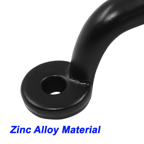 Close-up of black zinc alloy handle detail from 10 Pack Mini Vintage Cabinet Pull Handles Set In Black Zinc Alloy Barn Door Style Hardware