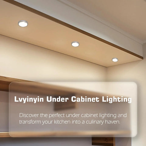 Under Cabinet LED Puck Lights 2 Pack 12V DC Plug In Daylight White No Fuss Ultra Slim 8mm Low Profile Lighting For Displays