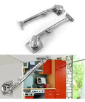 Two Pack Soft Close Cabinet Hinges With Lift Up Flap Stays for Kitchen Cupboards installed in red kitchen cabinets