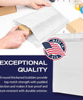 Person packing item into 200 Pack Waterproof Poly Bubble Mailers 8.5 X 12 Inches With Built Tough, Heavy Duty Build And Instant Seal.