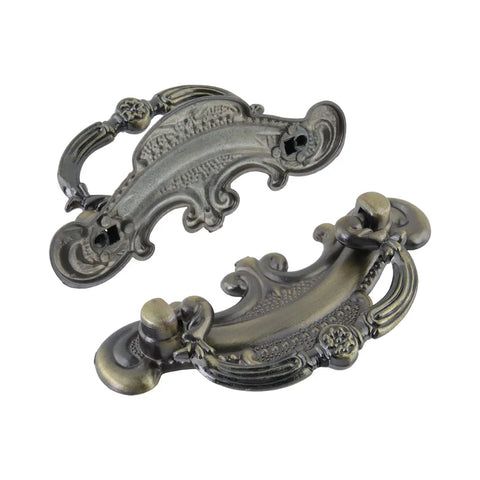 Six Pack Bail Pull Handles For Vanities And Cabinets 3.66 Inch Total Length Zinc Alloy with Antique Finish, Displayed in Pair