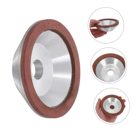 Pro Diamond Cup Grinding Wheel 100mm Silver Concave Bowl with a red outer edge for precision shaping tasks.