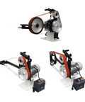 Industrial Workhorse Variable Speed Belt Sander 71 Inch Knife Grinder with three heavy duty wheels for metal and wood finishing.
