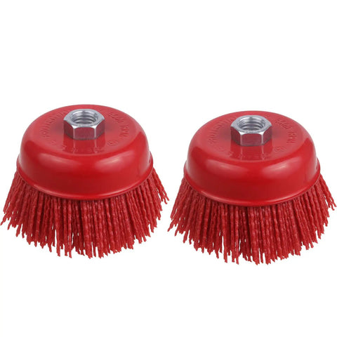 4 Inch Abrasive Filament Nylon Cup Brush For Angle Grinder 5/8-11 Thread, Nylon Wheel Brush For Grinders Removes Rust Paint And Corrosion