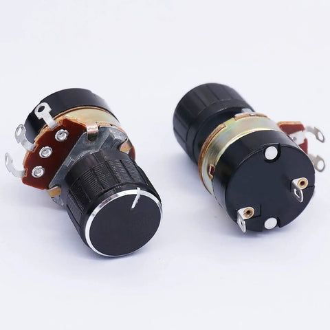 2 Pack 100K Ohm Linear Taper Potentiometers With On Off Switch And Black Aluminum Knobs WH138 B Carbon Potentiometer 6mm Shaft