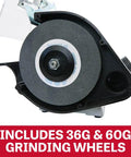Tough As Nails 8 Inch Bench Grinder With 3600 Rpm And One Horsepower featuring dual grit 36G and 60G vitrified wheels for metalwork.