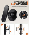 Kickass Magnetic Golf Cart Phone Holder With MagSafe showing 360° rotation feature for different angles.