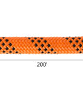 Close-up of 9/16 Inch Double Braid Polyester Rope 200 Ft Heavy Duty Pulling Line For Towing And Rigging 1100 Lbs Load Capacity.